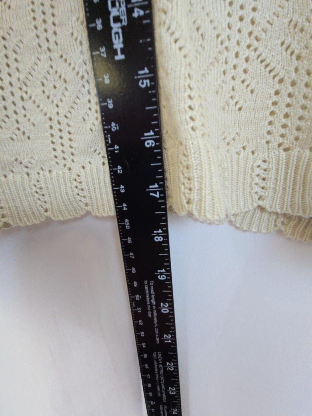 Sweater Cardigan Womens Medium White Open Knit 3/4 Sleeve Shrug Cropped - Picture 5 of 9